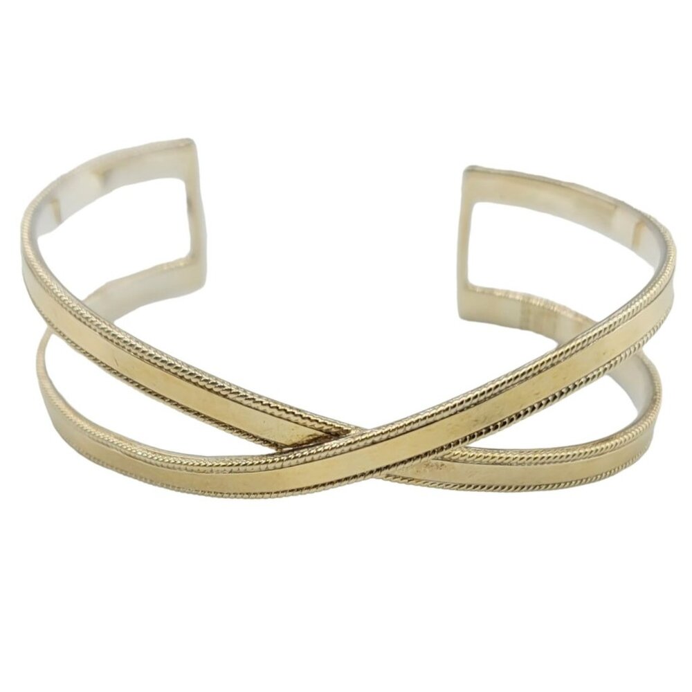 Anna Beck Sterling Silver Vermeil Single Criss Cross Cuff Bracelet, Signed